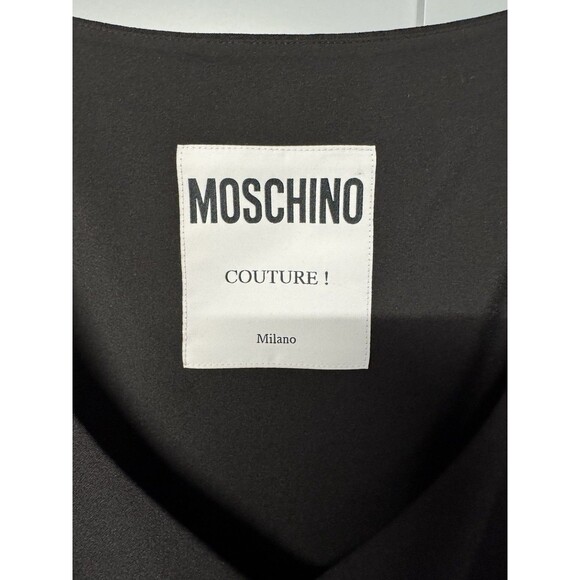 Moschino Black Couture Bow Front Dress Size 6 Side Zip Sleeveless Formal Party - Picture 5 of 14